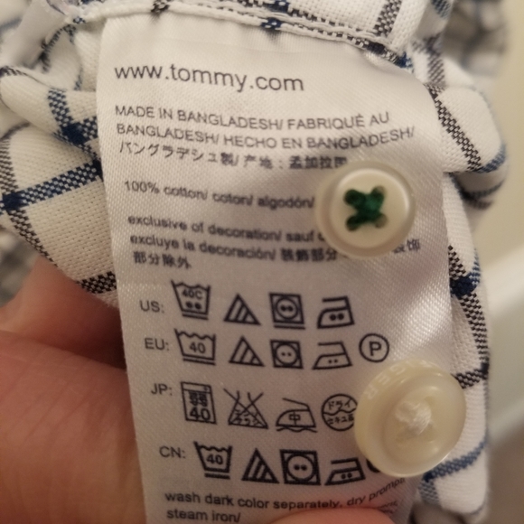 Tommy Hilfiger, Blue and White Check Button Down, Size Medium - Picture 3 of 4